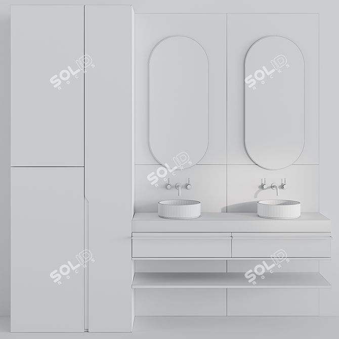 Elegant Bathroom Furniture Set 3D model image 2