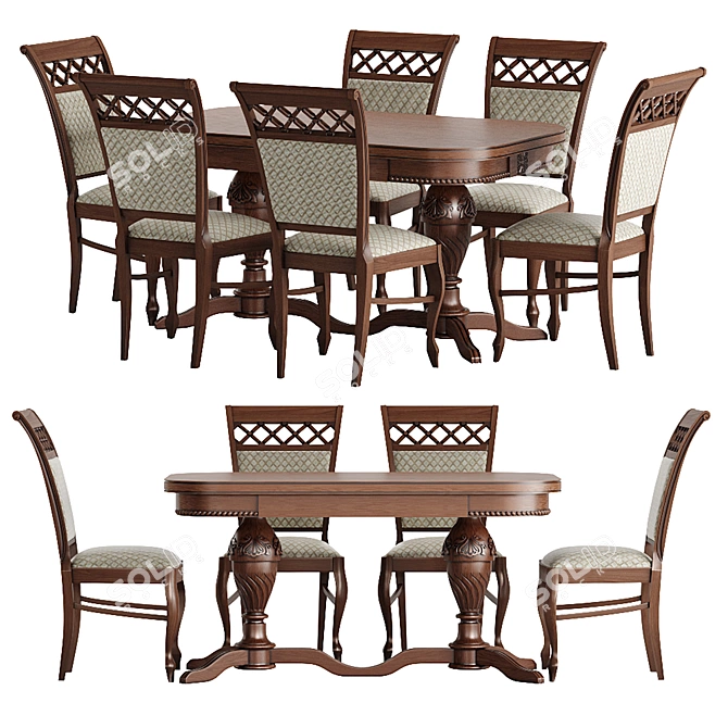 Classic Caesar 3 Dining Set 3D model image 1