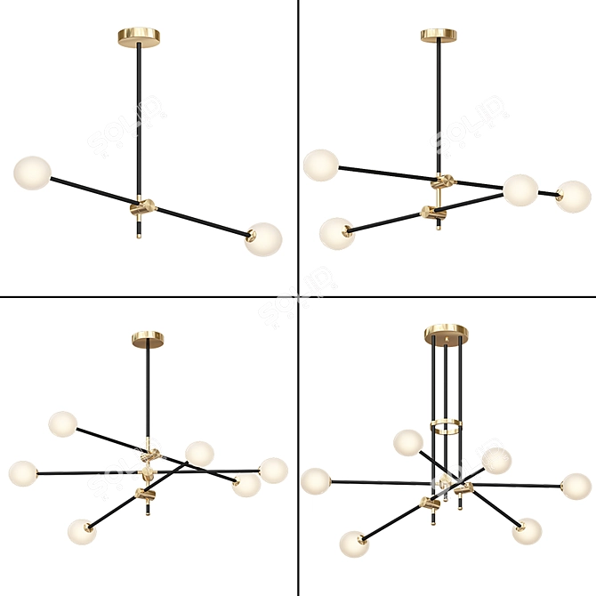 BULLA Modern Chandelier: 100cm Diameter, 112cm Height 3D model image 2