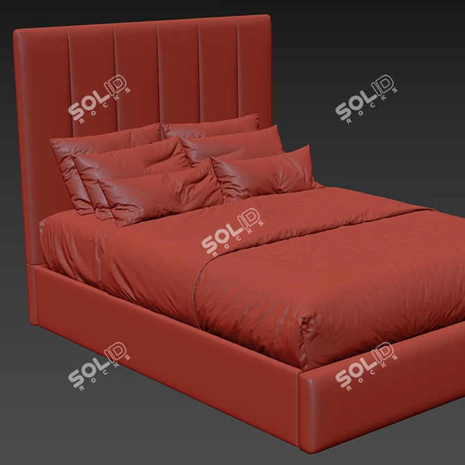 Elegant Kennedy Queen Bed 3D model image 4