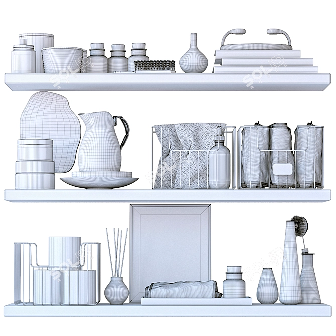 Stylish Bathroom Decor Set 3D model image 4