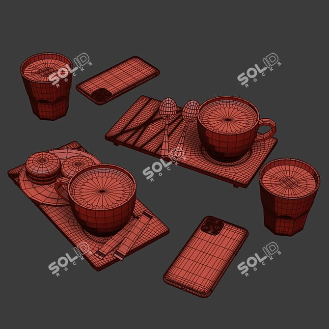 Cafe Table Decor Set | Unique and Stylish 3D model image 7