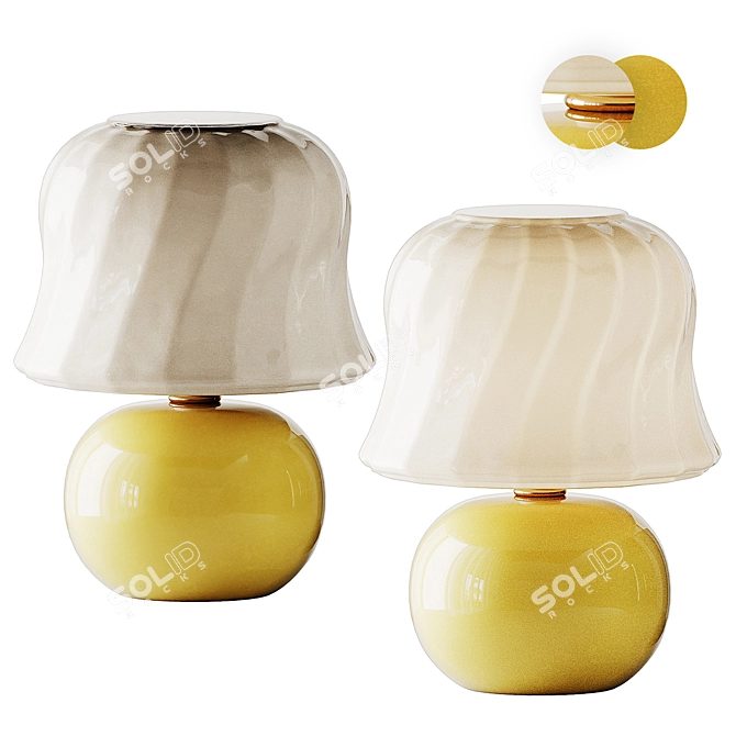 Cream Mushroom Murano Table lamp 3D model image 1