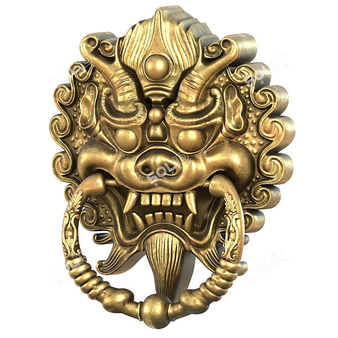 Vintage Oriental Door Knocker 3D model image 1