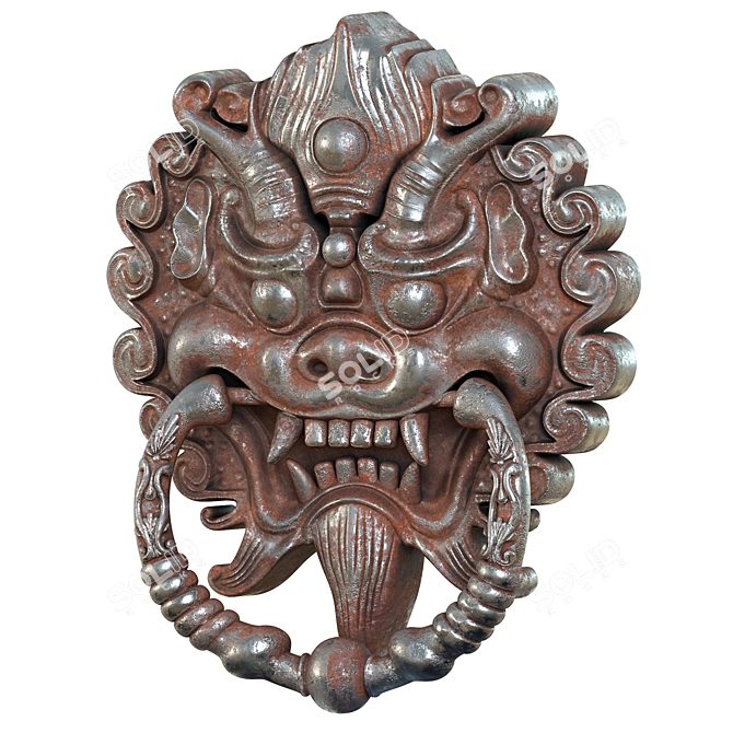 Vintage Oriental Door Knocker 3D model image 2