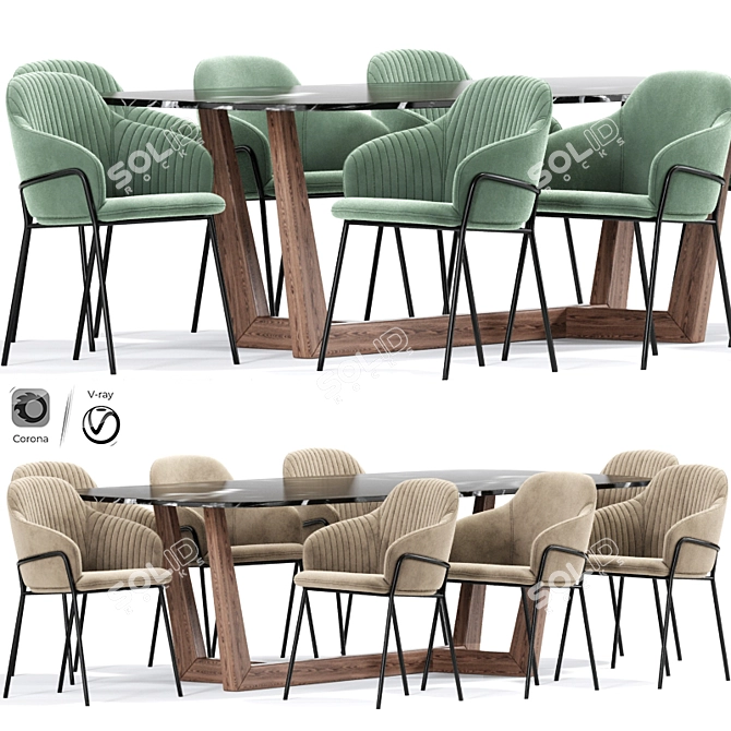 Elegant Carver Dining Chair 3D model image 1
