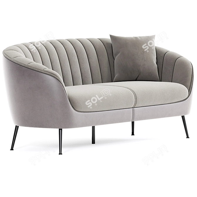 Audrey Pink Velvet Lounge Sofa 3D model image 2