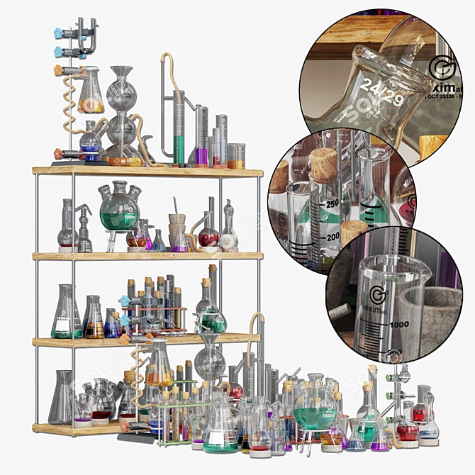 Chemistry Glassware Set | Laboratory Kit 3D model image 8