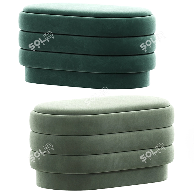 Sofia Ribbed Ottoman Pouf 3D model image 3