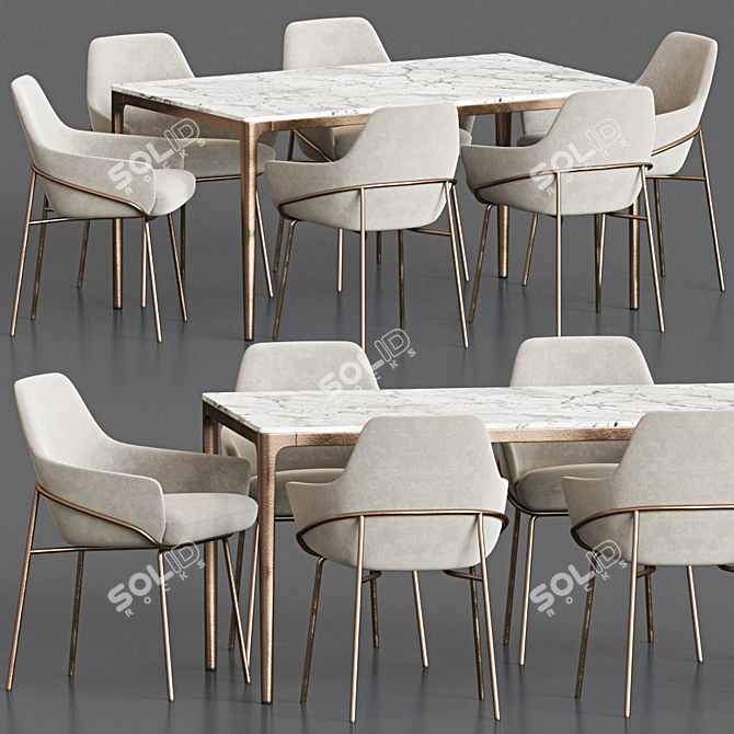 Elegant Dining Set for Versatile Spaces 3D model image 1