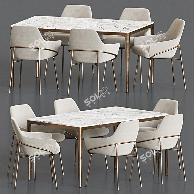 Elegant Dining Set for Versatile Spaces 3D model image 2