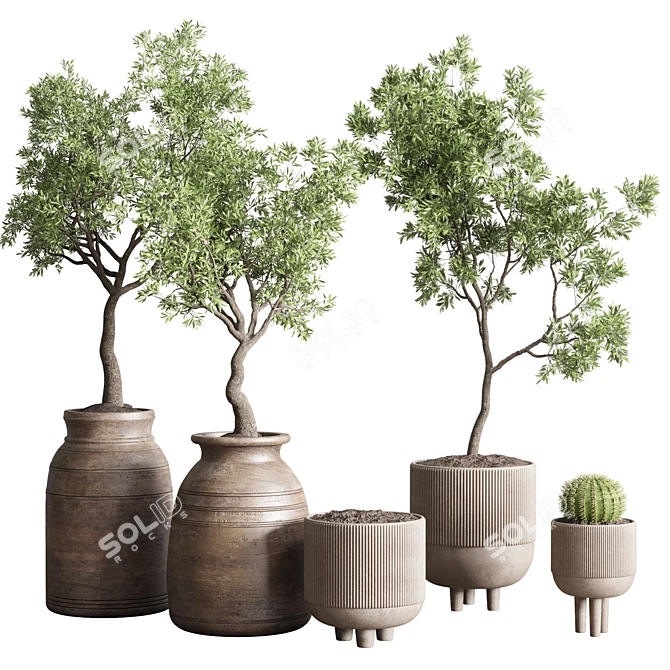 Concrete Wood Collection: Indoor Outdoor Plant Vase 3D model image 1