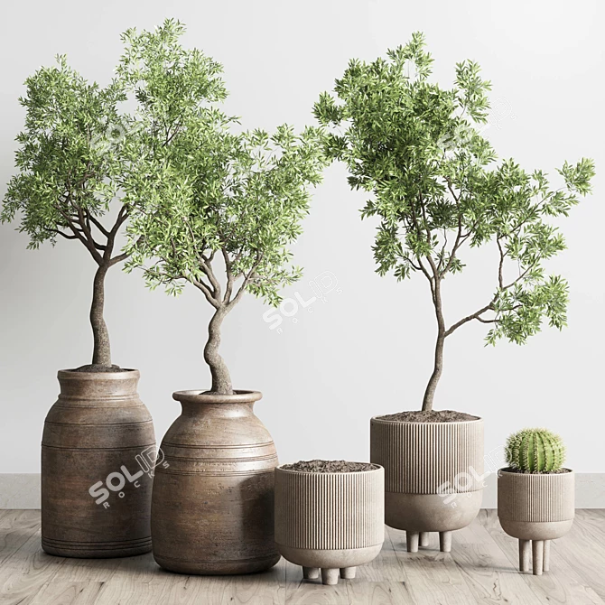 Concrete Wood Collection: Indoor Outdoor Plant Vase 3D model image 2