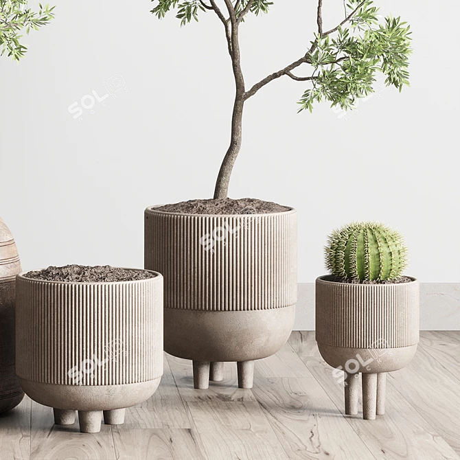 Concrete Wood Collection: Indoor Outdoor Plant Vase 3D model image 6