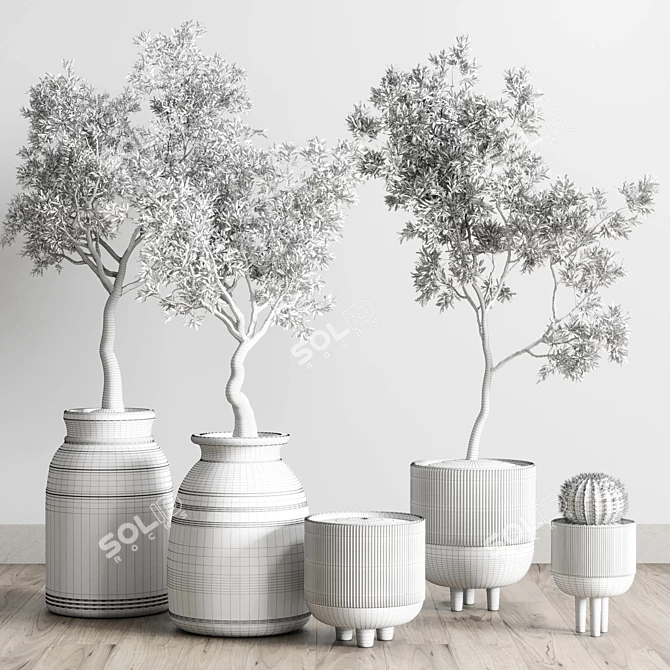 Concrete Wood Collection: Indoor Outdoor Plant Vase 3D model image 7