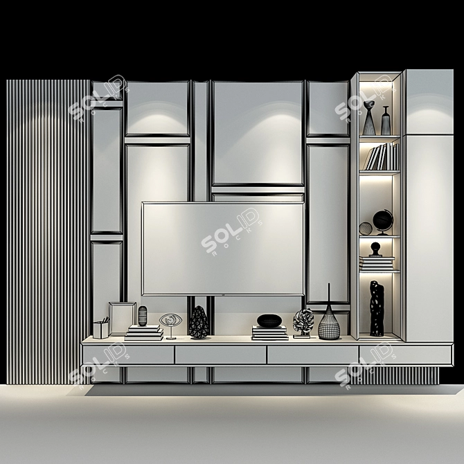 Modern Wood Cabinet 0158 3D model image 2