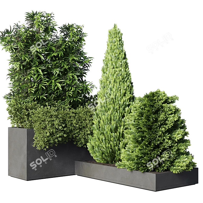 Outdoor Collection: 50 Concrete Vase Pot with Bamboo Tree 3D model image 1