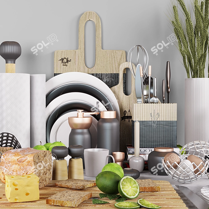 Stylish Kitchen Decor Set 3D model image 2