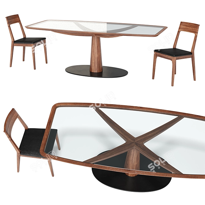 Elegant Diamante Capri Dining Set 3D model image 1