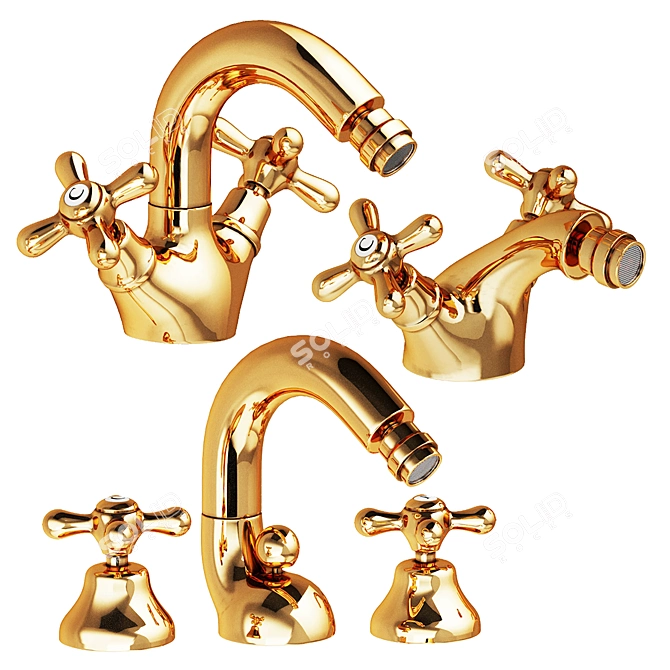 Elevate Your Bidet: Nicolazzi Nuova Brenta Gold Faucets 3D model image 1