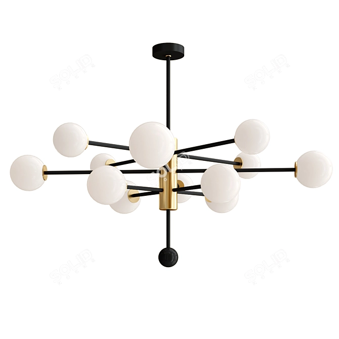 Elegant Steel and Brass Pendant: Charlotte 3D model image 1