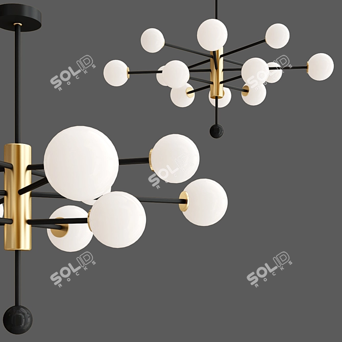 Elegant Steel and Brass Pendant: Charlotte 3D model image 2