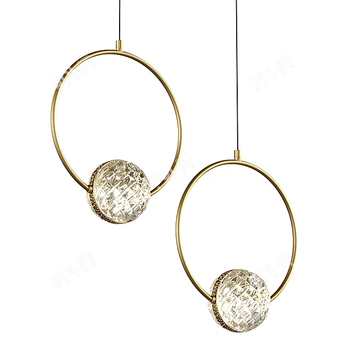 Mairin Pendant Lamp - Elegant Glass and Brass Lighting 3D model image 1