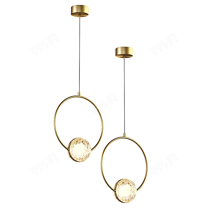 Mairin Pendant Lamp - Elegant Glass and Brass Lighting 3D model image 3