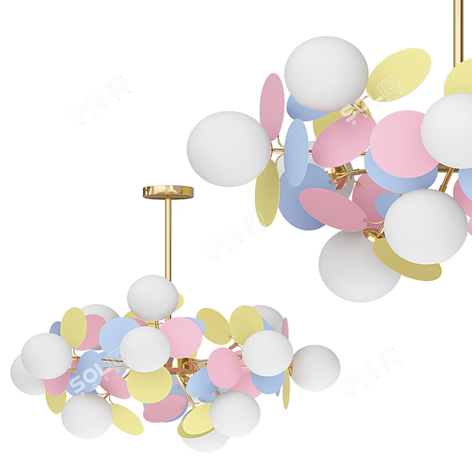 Modern Colored Decor Chandelier 3D model image 1