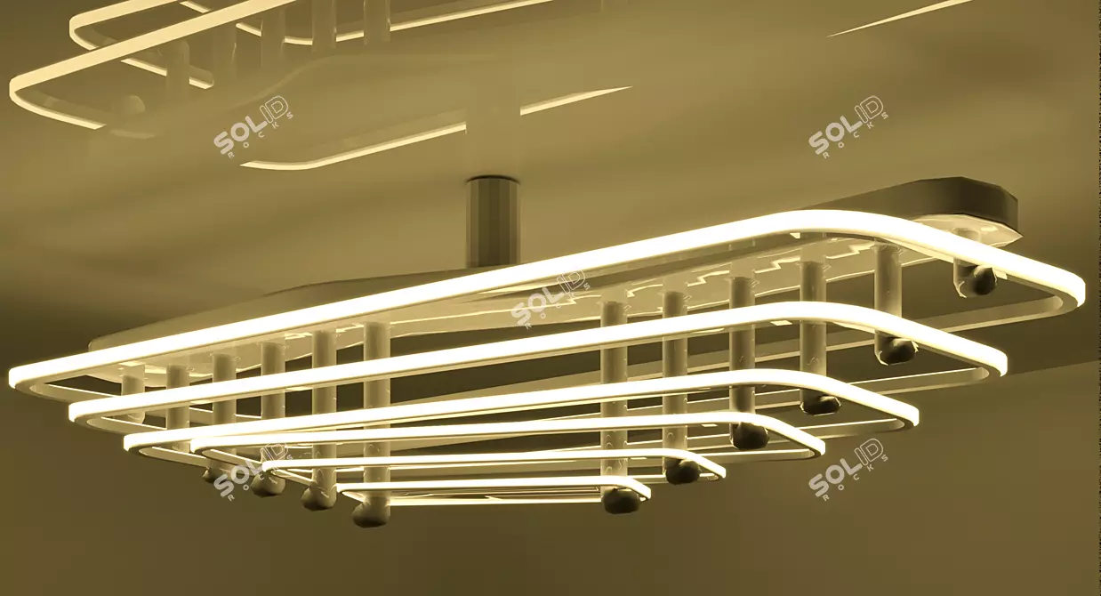 Contemporary LED Chandelier with Dimming 3D model image 3