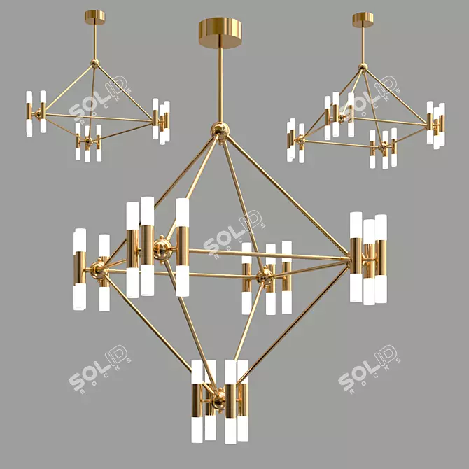 Sleek Molecular Chandeliers: GRAPHITE 3D model image 1