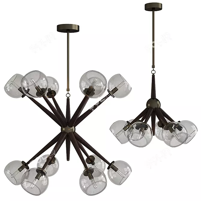 Giotto Burst Walnut Chandelier 3D model image 1