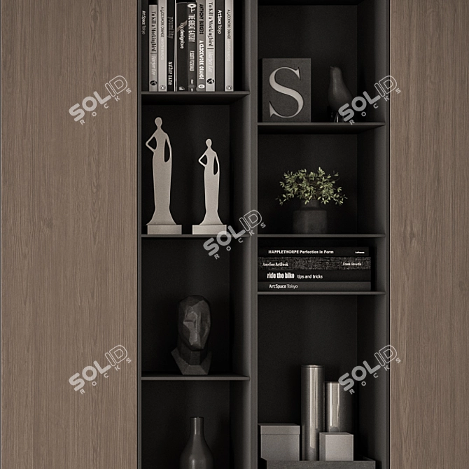 Modern Concrete and Wood TV Wall 3D model image 5
