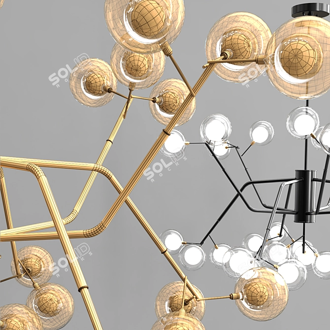 Ethereal Nordic Glass Bubble Chandelier 3D model image 2