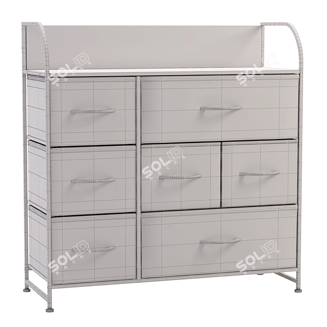 Modern Wood-Top Wide Chest of Drawers 3D model image 5