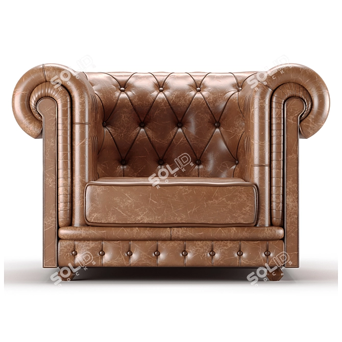 Title: Elegant Leather Chesterfield Chair 3D model image 1