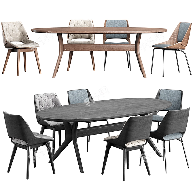 Customizable Rolf Benz Dining Set 3D model image 1