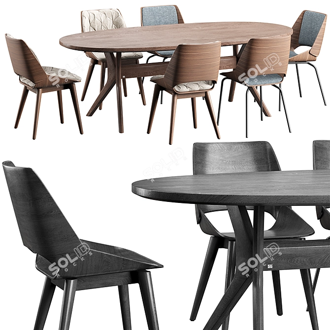 Customizable Rolf Benz Dining Set 3D model image 4