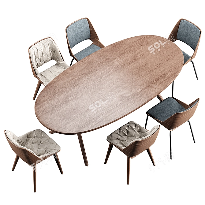 Customizable Rolf Benz Dining Set 3D model image 5