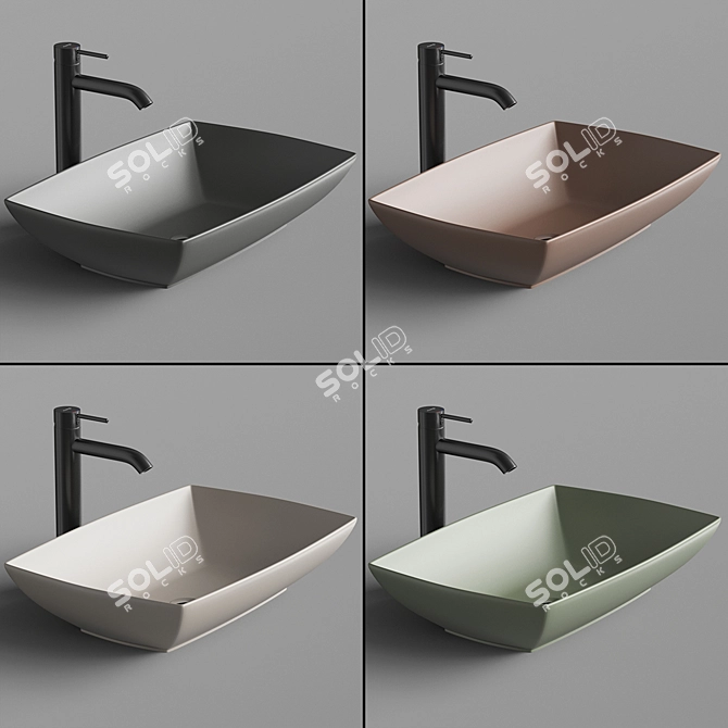 Modern Rectangular Sink: ArtCeram JAZZ JZL002 3D model image 2