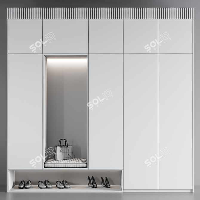 Customizable Hallway Set: 3200mm H, 3240mm W, 600mm D 3D model image 3
