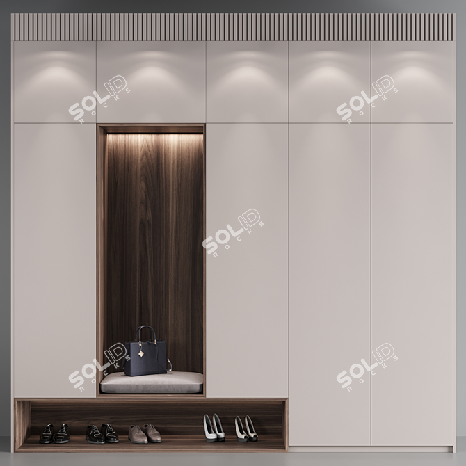 Customizable Hallway Set: 3200mm H, 3240mm W, 600mm D 3D model image 7