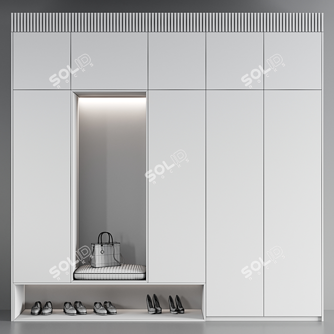 Customizable Hallway Set: 3200mm H, 3240mm W, 600mm D 3D model image 8