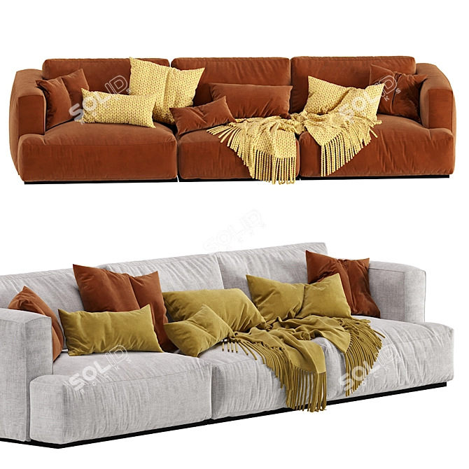 Muuto Connect 3-Seater Modern Sofa 3D model image 1