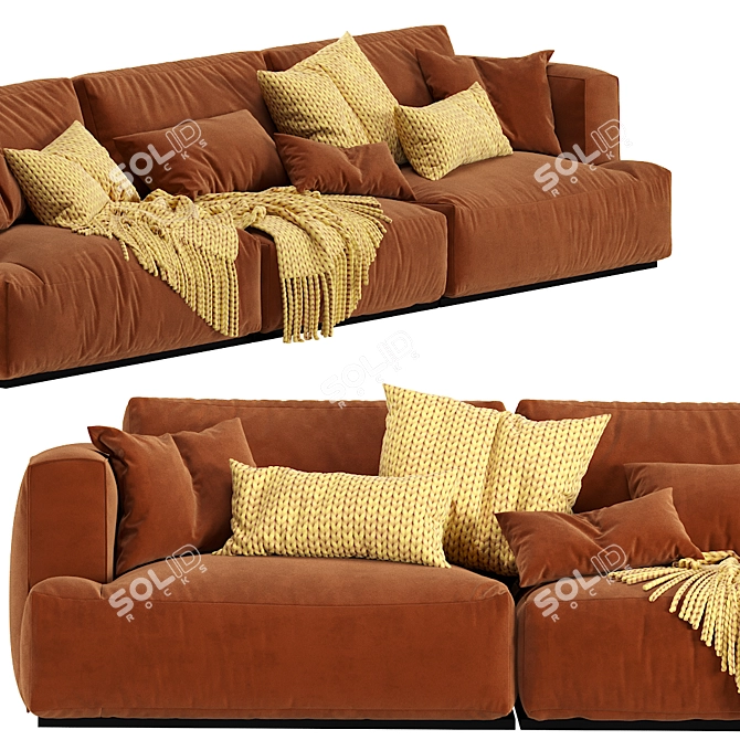 Muuto Connect 3-Seater Modern Sofa 3D model image 3