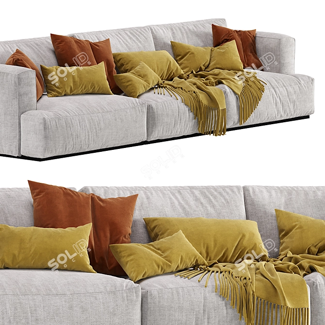 Muuto Connect 3-Seater Modern Sofa 3D model image 4