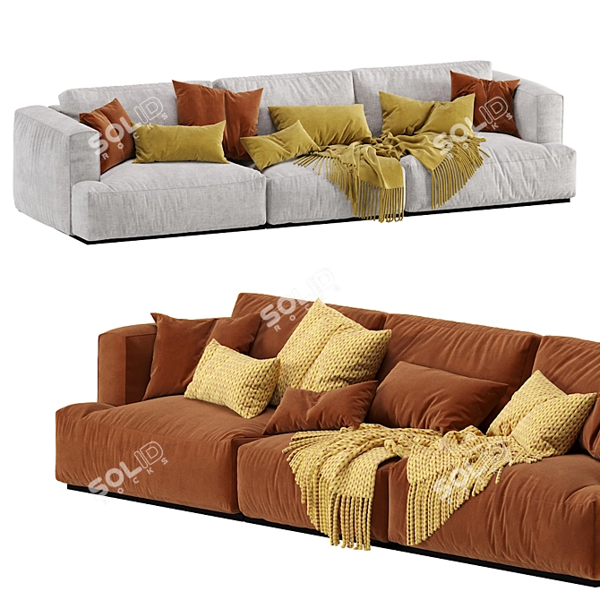 Muuto Connect 3-Seater Modern Sofa 3D model image 5