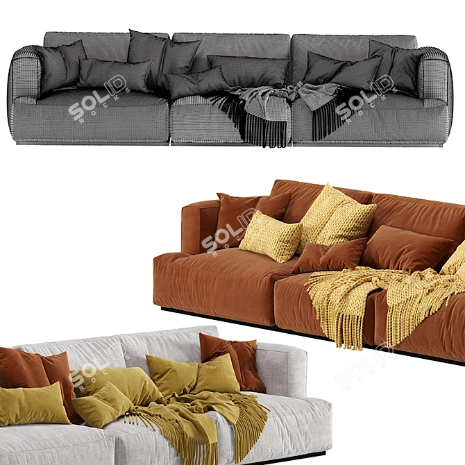 Muuto Connect 3-Seater Modern Sofa 3D model image 7