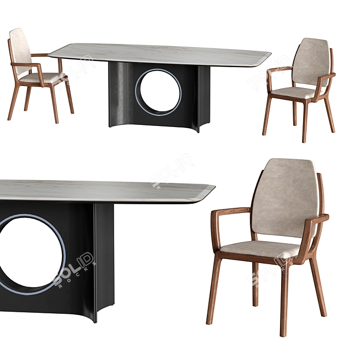 Elegant Febe Dining Set 3D model image 1