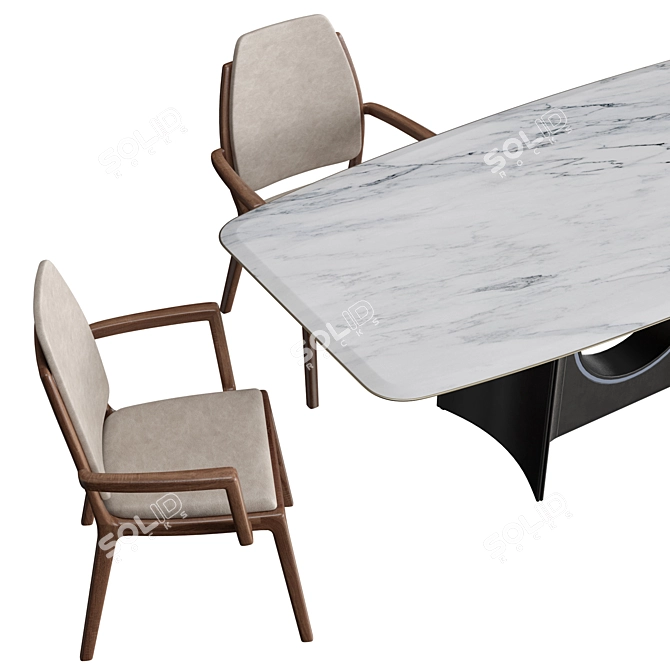 Elegant Febe Dining Set 3D model image 6